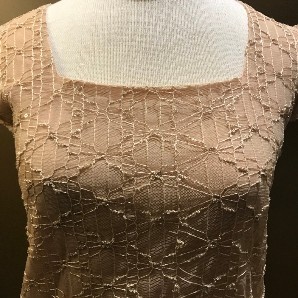 Alfani Sequined-Embellished Embroidered Mesh Top